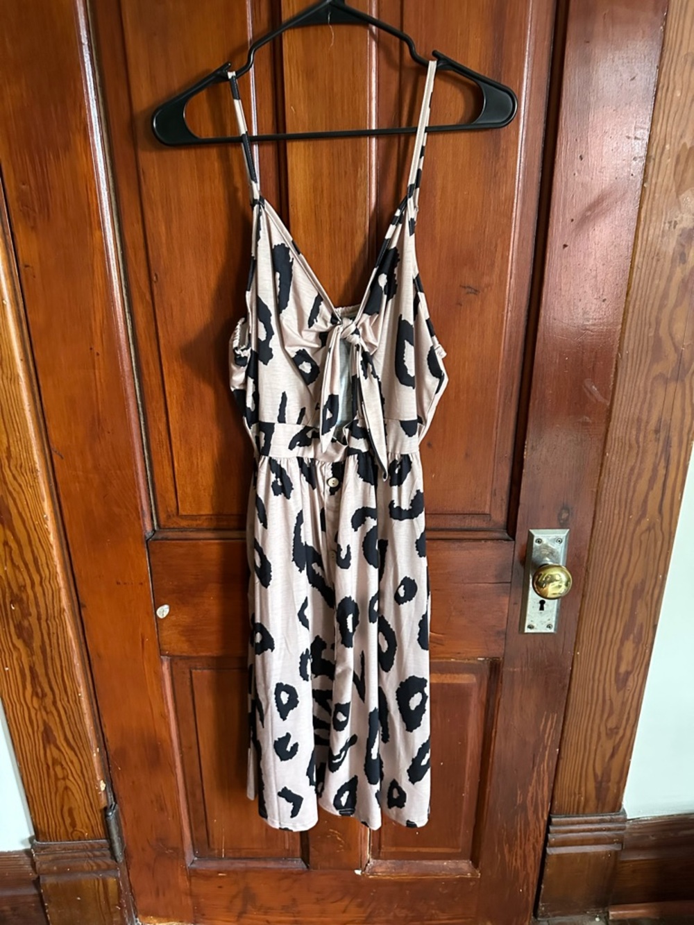 Amazon Beige and Black Leopard Print Mini Dress